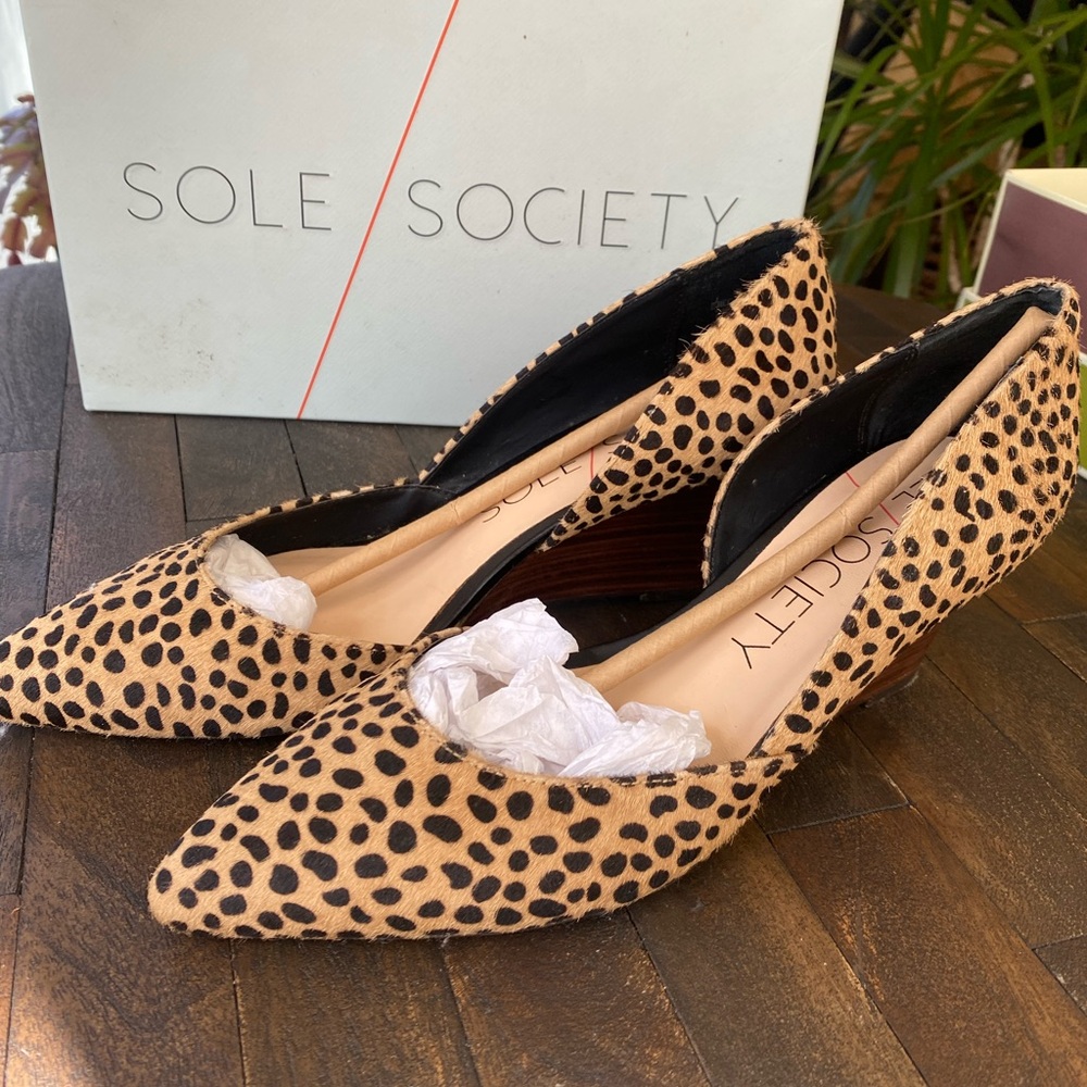 Sole Society Tan and Black Cheetah Calf-hair Heels